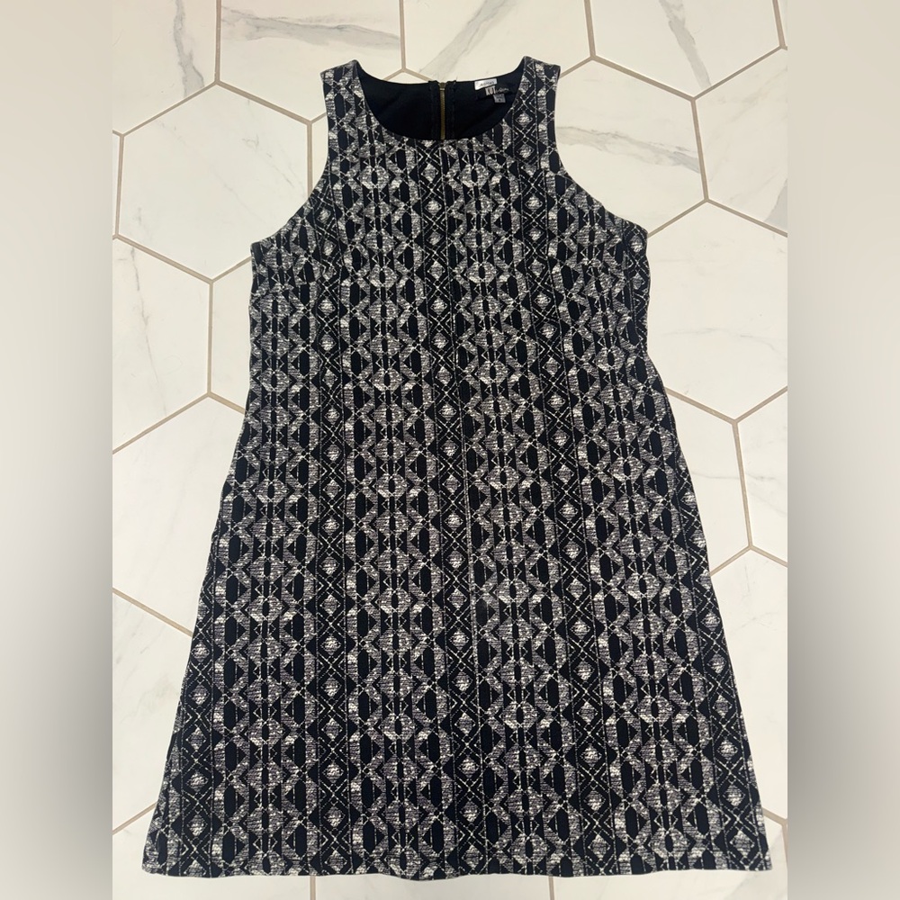 Kut From The Kloth Karleen‎ Dress Sleeveless Black White Shift Pockets Sz 6
